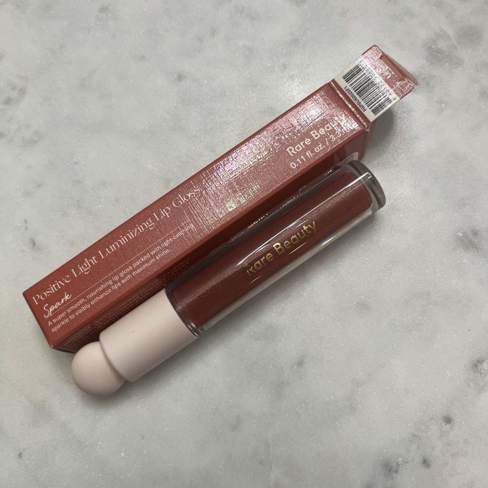 Rare Beauty Lip Gloss Positive Light Luminizing SPARK Brown Makeup Lips Box New